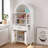 71" Tall Arched Kitchen Pantry Cabinet With Glass Door, Farmhouse Storage Pantry Cabinet With Adjustable Shelves & Barn Door Design For Kitchen, Living & Dining Room, White-1477642539