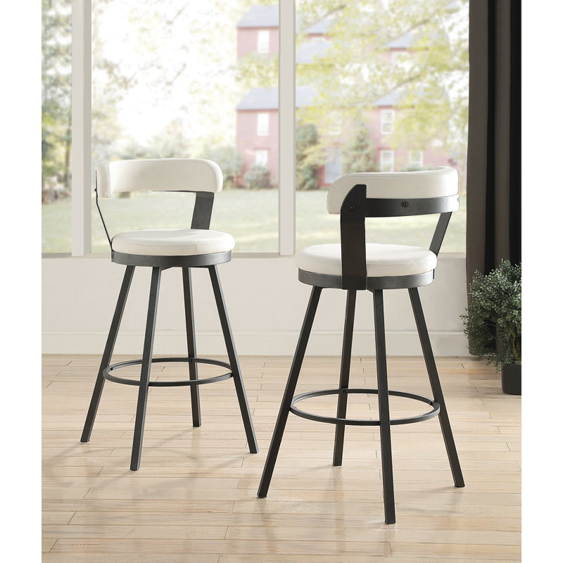 Laub Swivel Upholstered Counter Stool, White, Bar Stool (30" Seat Height)