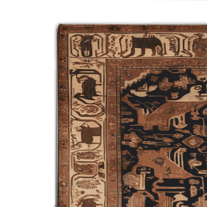 Tapis d'intérieur et d'extérieur brun Persian, Rectangle 4pi x 6 pi