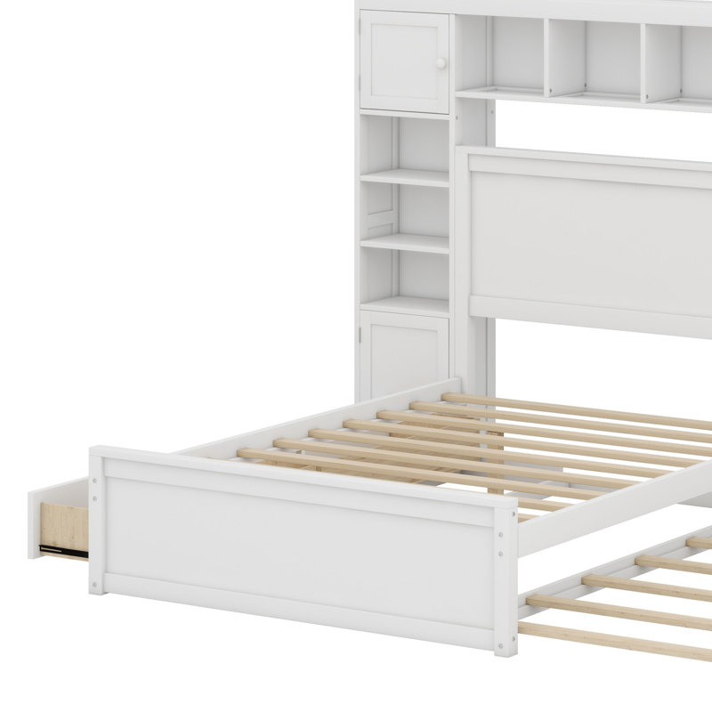 Lit en bois avec armoire tout-en-un, Blanc