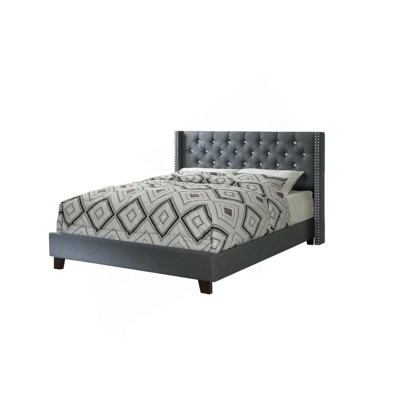 Grand lit en bleu gris