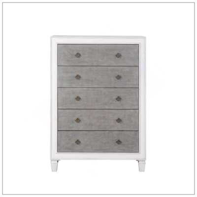 Commode Katia gris rustique et blanc vieilli