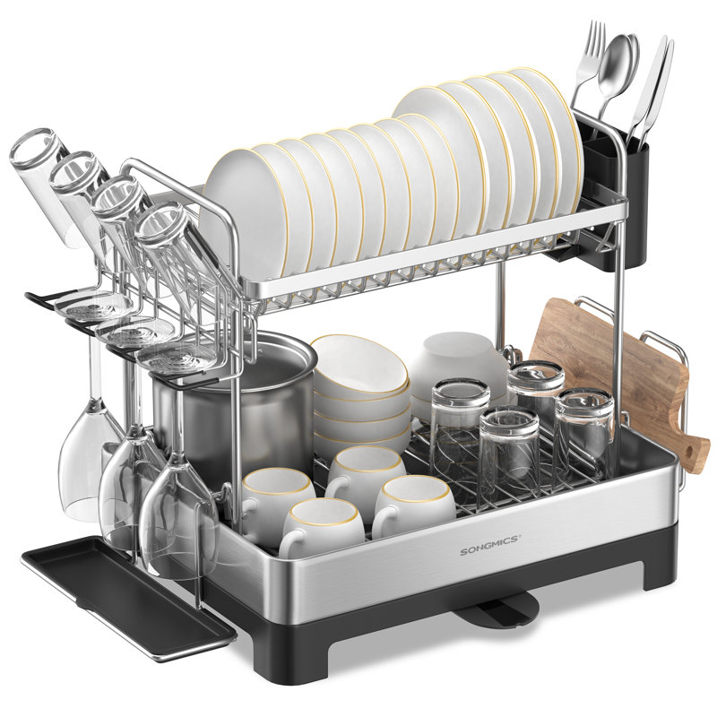 57.1x32x38.5cm Steel Dish Rack, Black