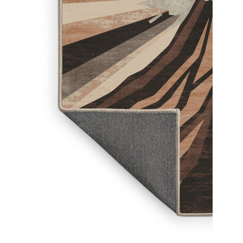 Tapis doux et moelleux à motif éclectique brun et beige, Carré 4 pi