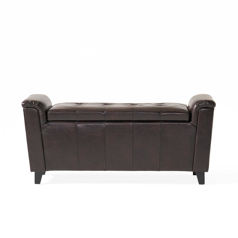 Banc de rangement rembourré en similicuir DuClaw, Brun
