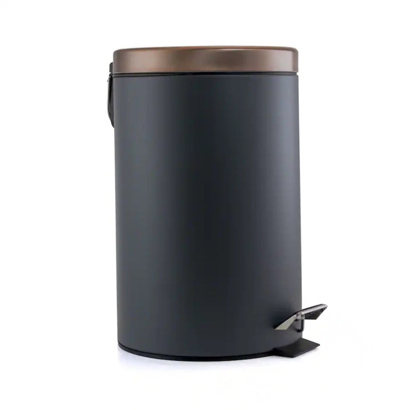 Poubelle à pédale souple 1,5 gallon - Gris / cuivre, seau intérieur compact et amovible