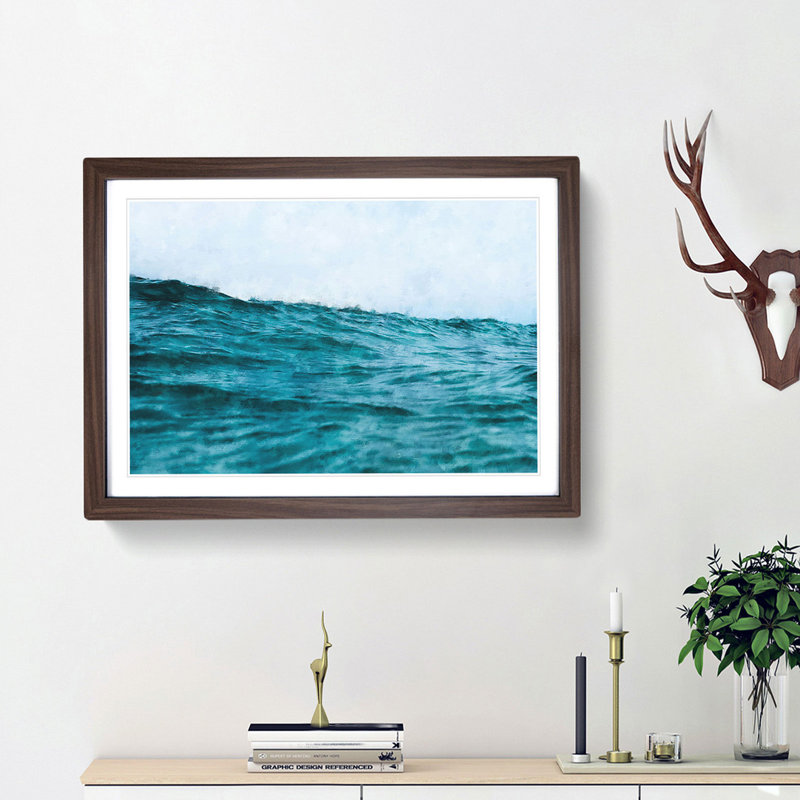 Ocean Wave in Morocco - Framed Print, 33cm H x 45cm W x 2cm D, Walnut Framed