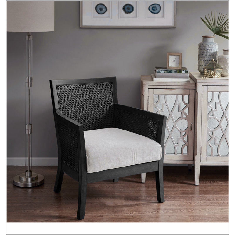 Fauteuil noir en polyester avec 4 pieds, Noir