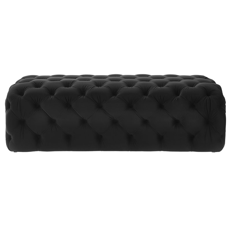 125cm Wide Velvet Tufted Rectangle Standard Ottoman, Black