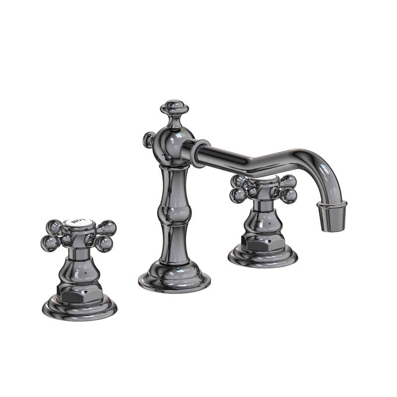 Chesterfield Widespread Bathroom Faucet with Drain Assembly, Midnight Chrome