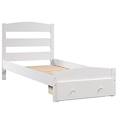 Lit plateforme simple avec rangement en bois massif Marcia