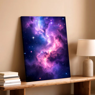 Purple Pink Galaxy Nebula Space Stars Cosmic Poster Canvas Wall Art Print, Decorative Contemporary Decorative Art Artwork for Living Room Bedroom Office Hallway Apartment Gallery Wall Home Decor
