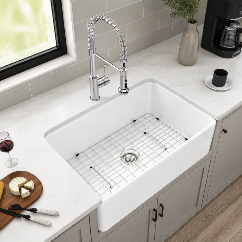 Reversible Ceramic Porcelain Farmhouse Kitchen Sink with Deep Single Bowl Design for Modern Home Renovations