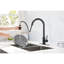 Robinet de cuisine noir mat avec tête de pulvérisation rétractable - Acier inoxydable, buse rotative à 360 °, traitement contre la corrosion et la rouille, poignée simple pour un contrôle pratique de la température du débit d'eau, revêtement en acier-1025689789