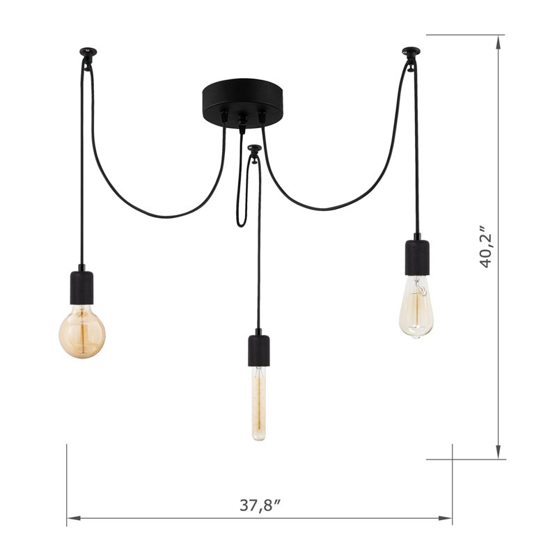 Lustre en métal à hauteur réglable 3 lumières
