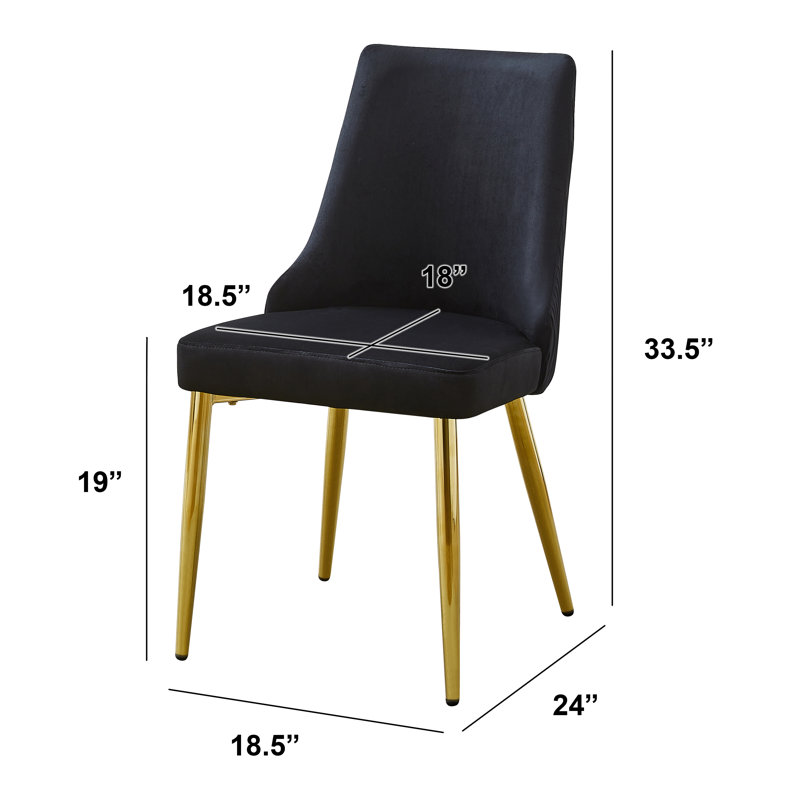 Chaises d'appoint rembourrées en velours avec dossier plissé, Noir, noir, noir, noir