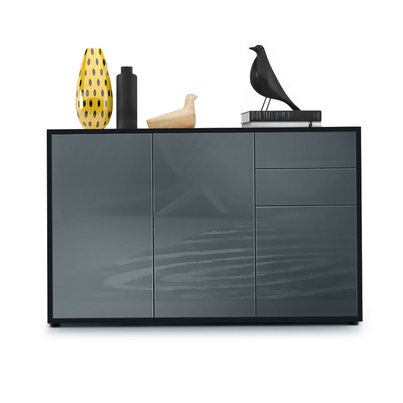 Mcdevitt 117cm Sideboard, Black (Matt)/Grey (Glossy)