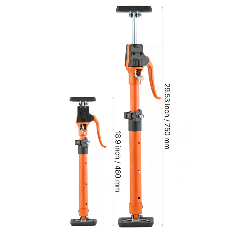 Poteau de support d'armoire, paquet de 2, tige de support rapide télescopique en acier de 18,9 à 29,5 po, système de 3e main réglable jusqu'à 220 lb pour l'installation d'armoires, de cloisons sèches, de barres de chargement