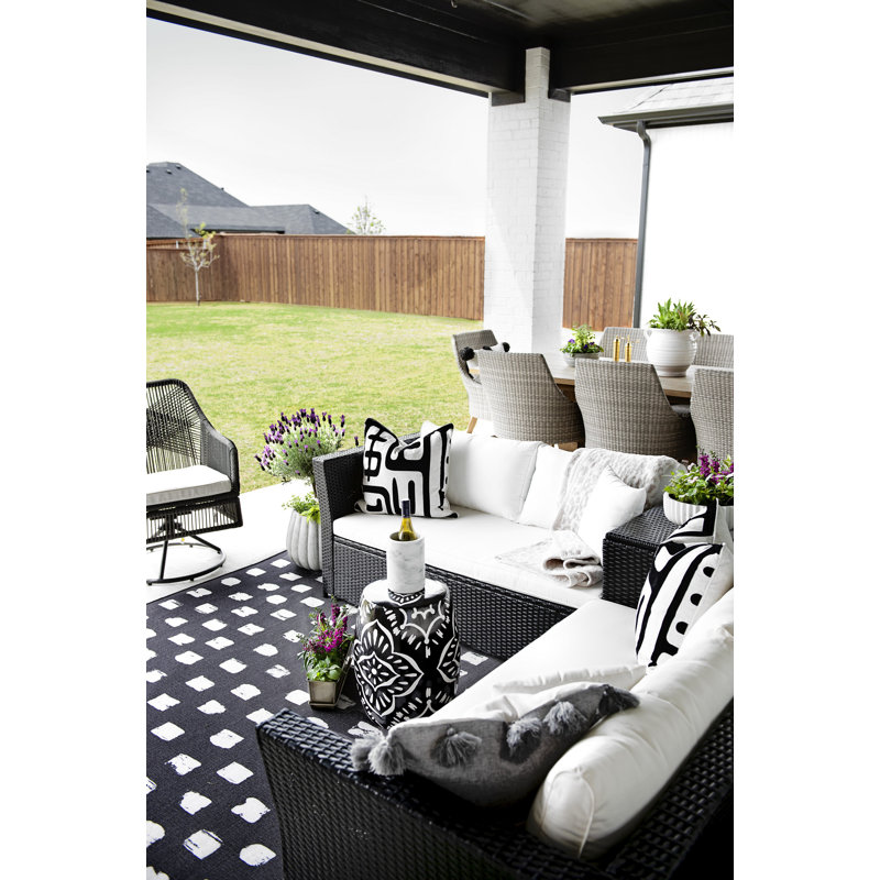 Modern Black and Beige Abstract Outdoor Pillow Set