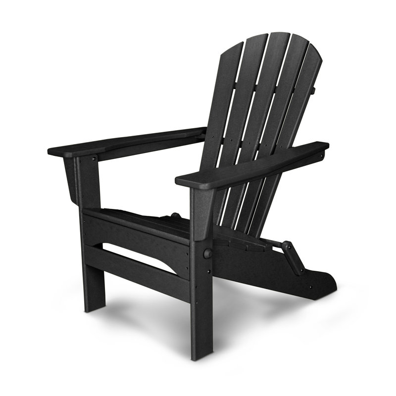 POLYWOOD Palm Coast Folding Adirondack, Black