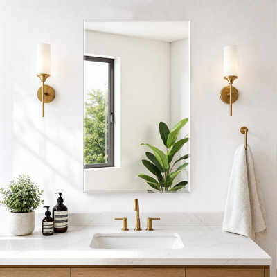 Medicine Cabinet With Beveled Frameless Mirror& Adjustable Shelves, Recess or Surface Mount