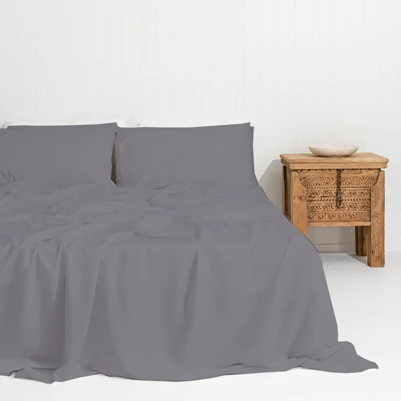 6 Piece Soft Rayon from Bamboo Bedsheet Set, King, Light Gray