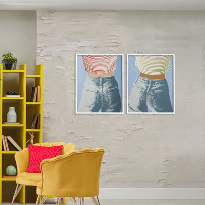 Favorite Jeans with Striped Shirt 2pc Framed Giclee Set, design by Victoria Barnes