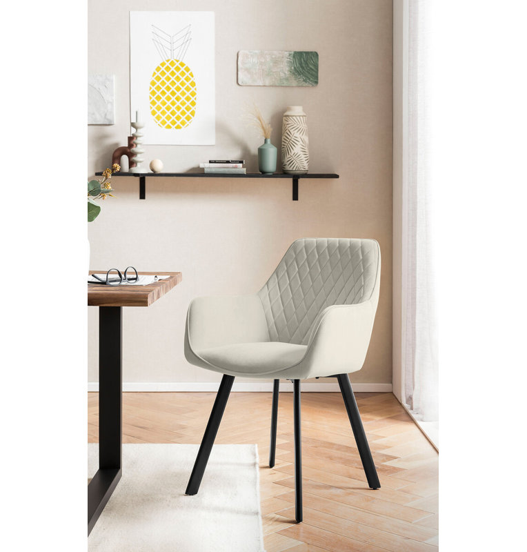 Mireya 46cm H Upholstered Metal Accent, Beige