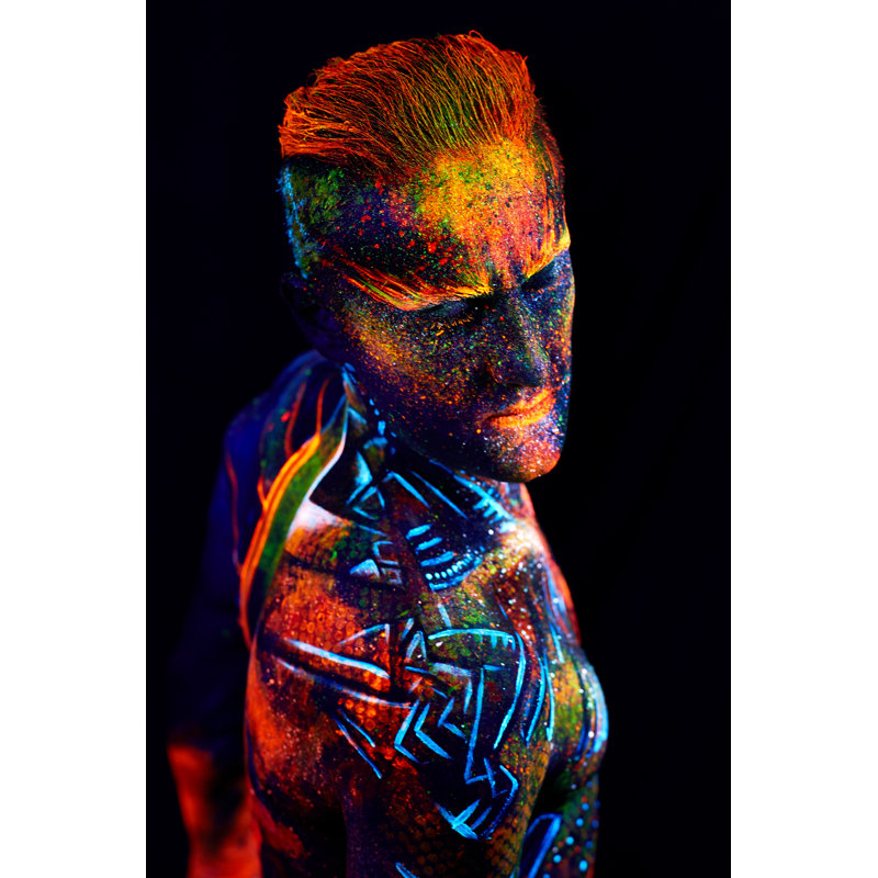 Male Uv Portrait - Wrapped Canvas Print, 122cm H x 81cm W x 3.8 cm D