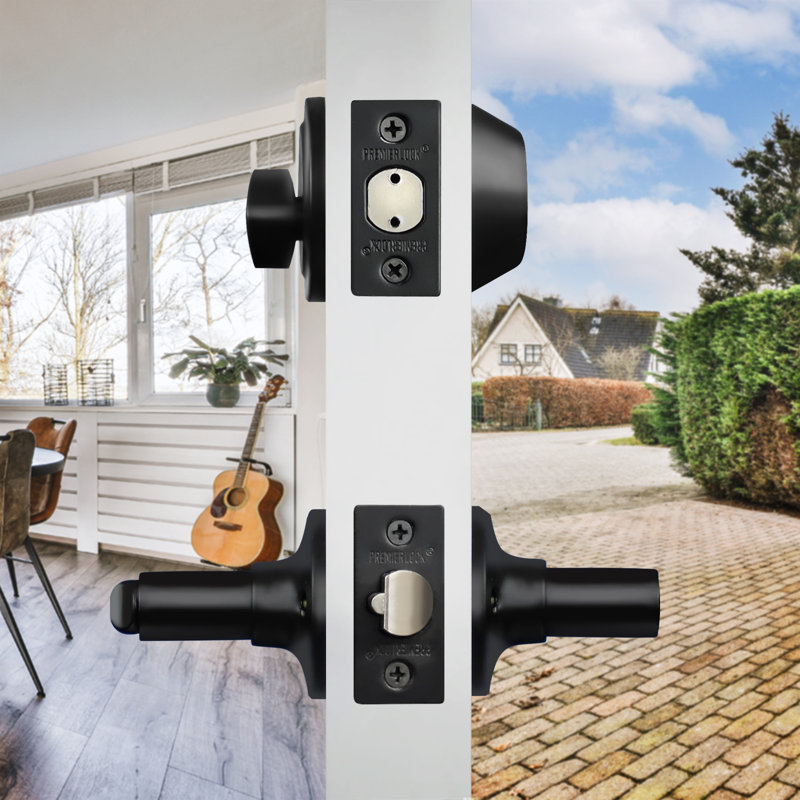 Levers With Deadbolt Reversible Entry Set, Matte Black