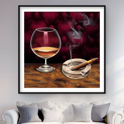 Alcohol and Cigar Framed Matted Print for Home Decor