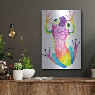 Red Barrel Studio® «Rainbow Frog» par Hello Angel, art mural en métal