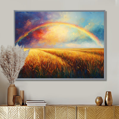 «Countryside Rainbow Over The Wheat Fields II», art mural arc-en-ciel pour le salon