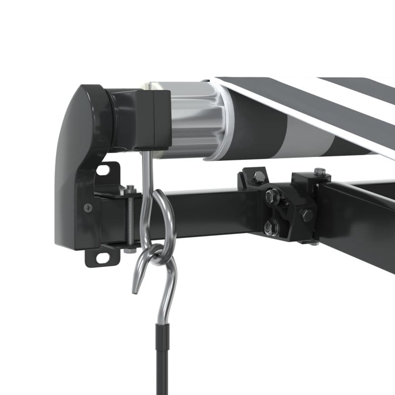 Longshore Tides Polyester Retractable Patio Awning, 400 x 350cm, Striped, White/Anthracite/Black