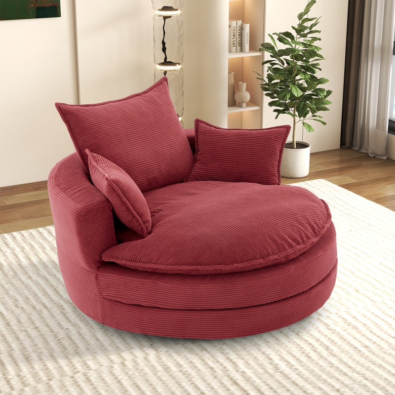 Fauteuil demi-tonneau rotatif 57,3 po, Rouge