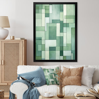«Green Cubic Line», art déco I sur toile