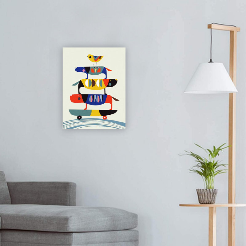 Art mural sur toile de qualité supérieure, 24 x 18 po, rouge et bleu