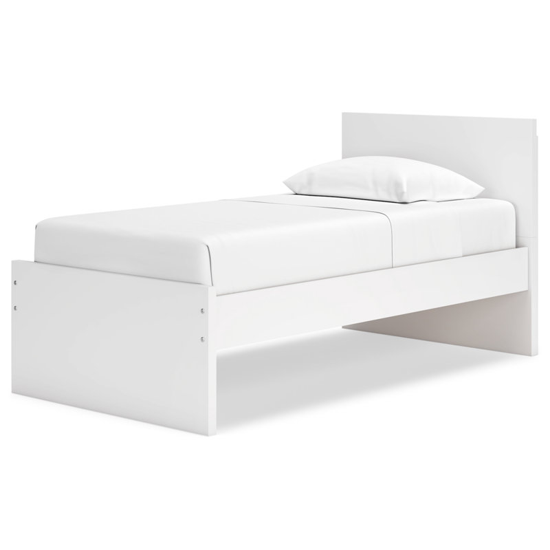 Lit plateforme à panneau simple Onita, Lit simple, Blanc