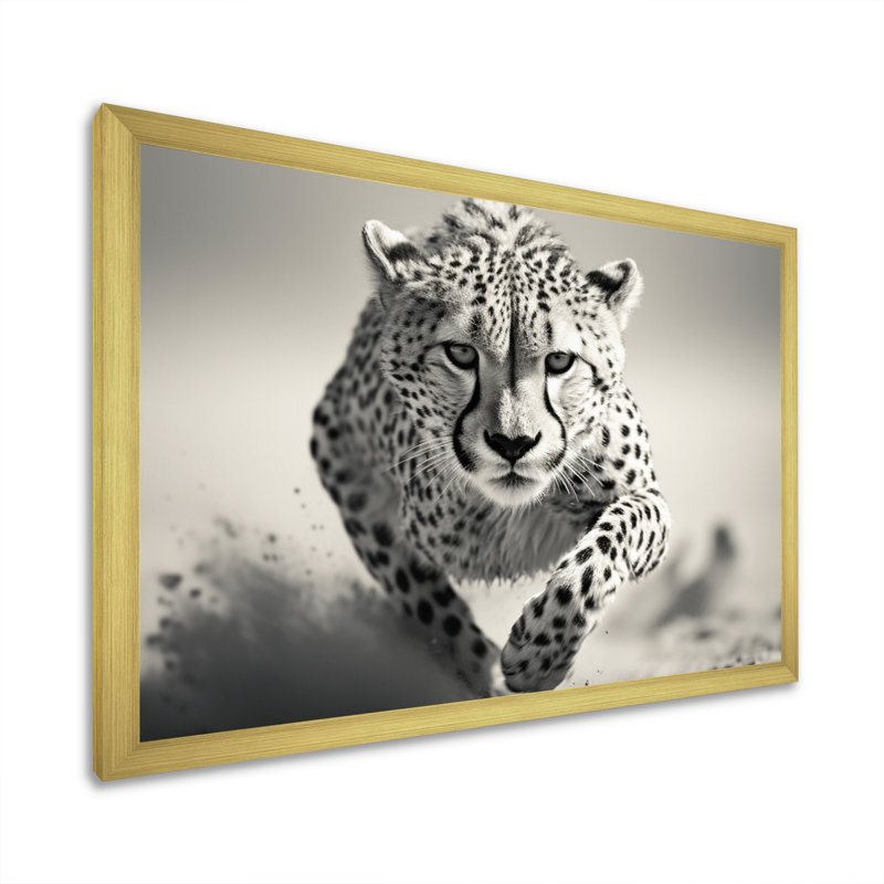 «Afrique Cheetahs Speed», reproduction d'art sur toile, Encadrement doré, H 24 po x l 32 po x P 1 po