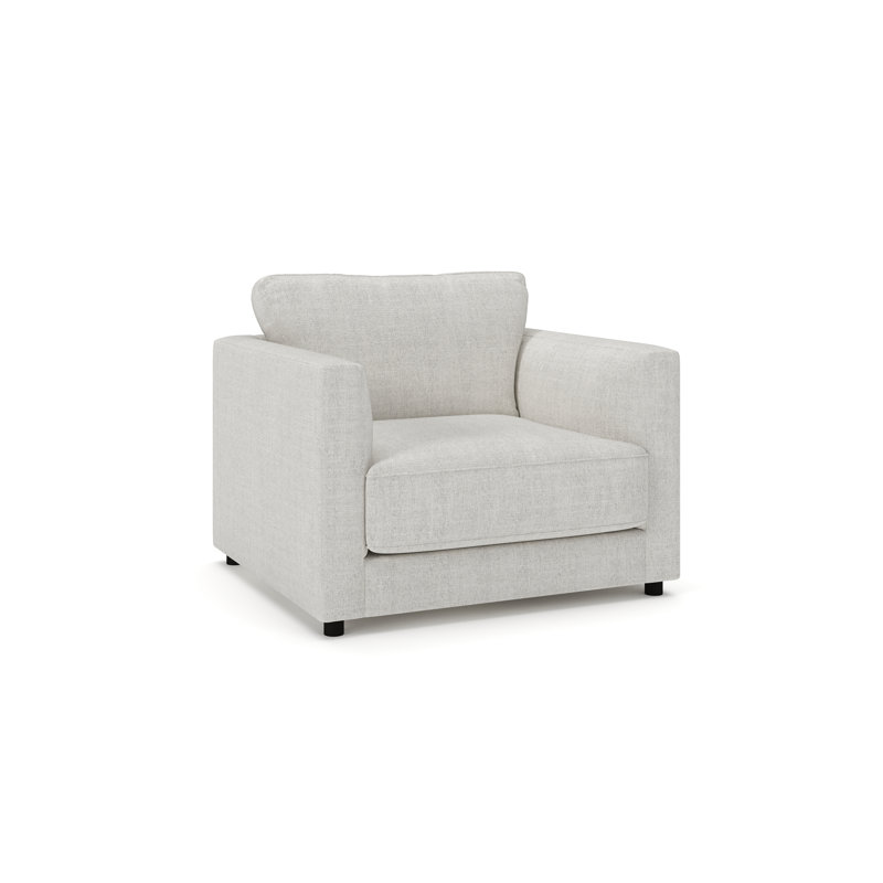 Chaise et demi rembourrée Milo, Huître Monique
