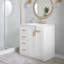 Meuble-lavabo autoportant de 30 po en blanc avec lavabo en céramique, structure en bois massif, armoire de rangement avec 3 tiroirs et portes à fermeture douce (sans robinet)-130854242-130854244