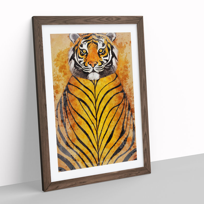 Tiger in Watercolour - Framed Print, 46cm H x 34cm W x 2cm D, Walnut Framed