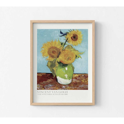 Sunflower Wall Art, Vase with Three Sunflowers