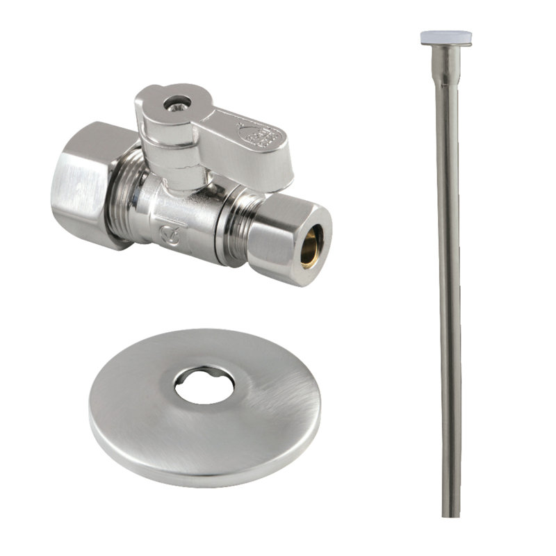 Kingston Brass Trimscape Toilet Supply Kit, 5/8" OD x 3/8" OD Comp Straight Valve, Brushed Nickel