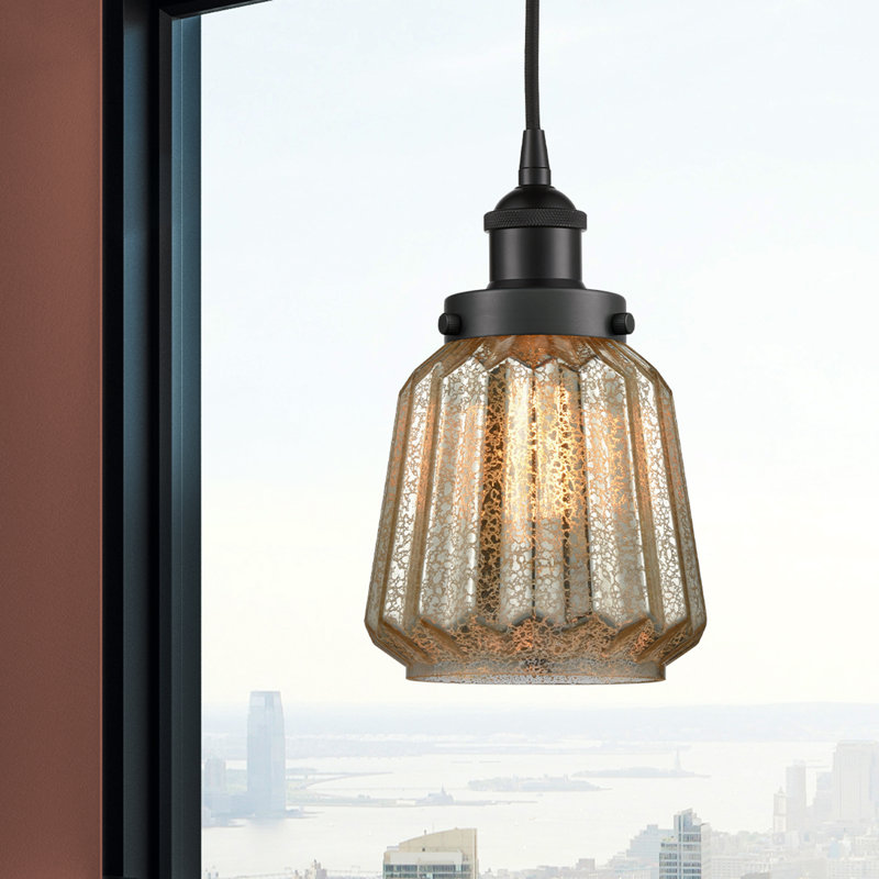 Luminaire suspendu conique à 1 lumière Caggiano, Noir mat