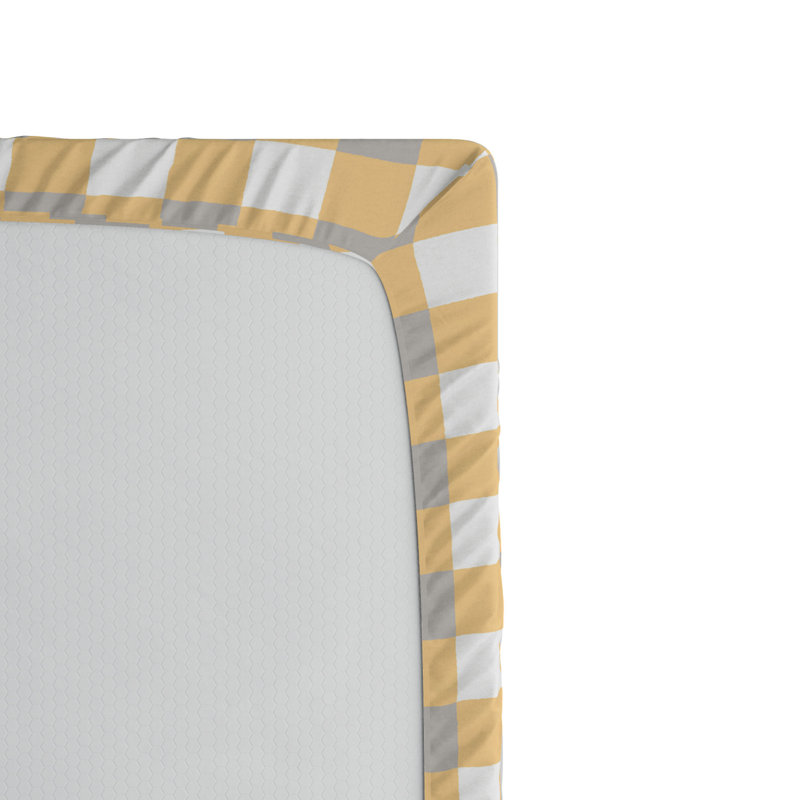 Microfiber Fitted Sheet, Twin Fitted Sheet, Yellow/Salmon Bird