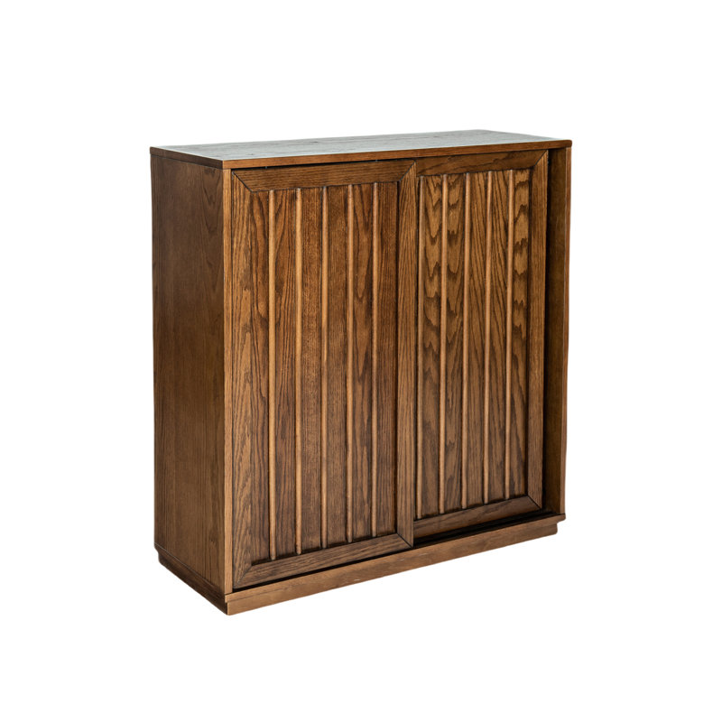 Buffet Mid-Century en noyer, 2 portes coulissantes et en bois massif décoratif, pour la salle à manger, le vestibule, le couloir, la porte de l'armoire de rangement de la salle à manger. Bandes décoratives. Salon, etc., noyer