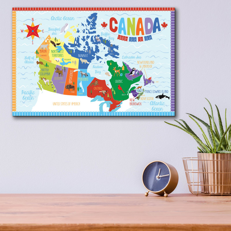 «Canada Map» par Erin Clark, art mural en verre acrylique, H 12 po x l 16 po x P 0,13 po
