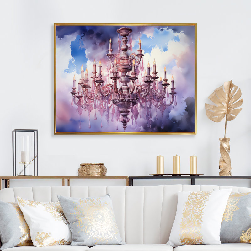 Lustre de rêve enchanteur, Encadrement doré, H 12 po x l 20 po x P 1 po