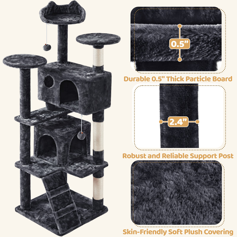 Arbre à chat 61,5 po Dagenham, Noir, H 61,5 po x l 19,5 po x P 19,5 po